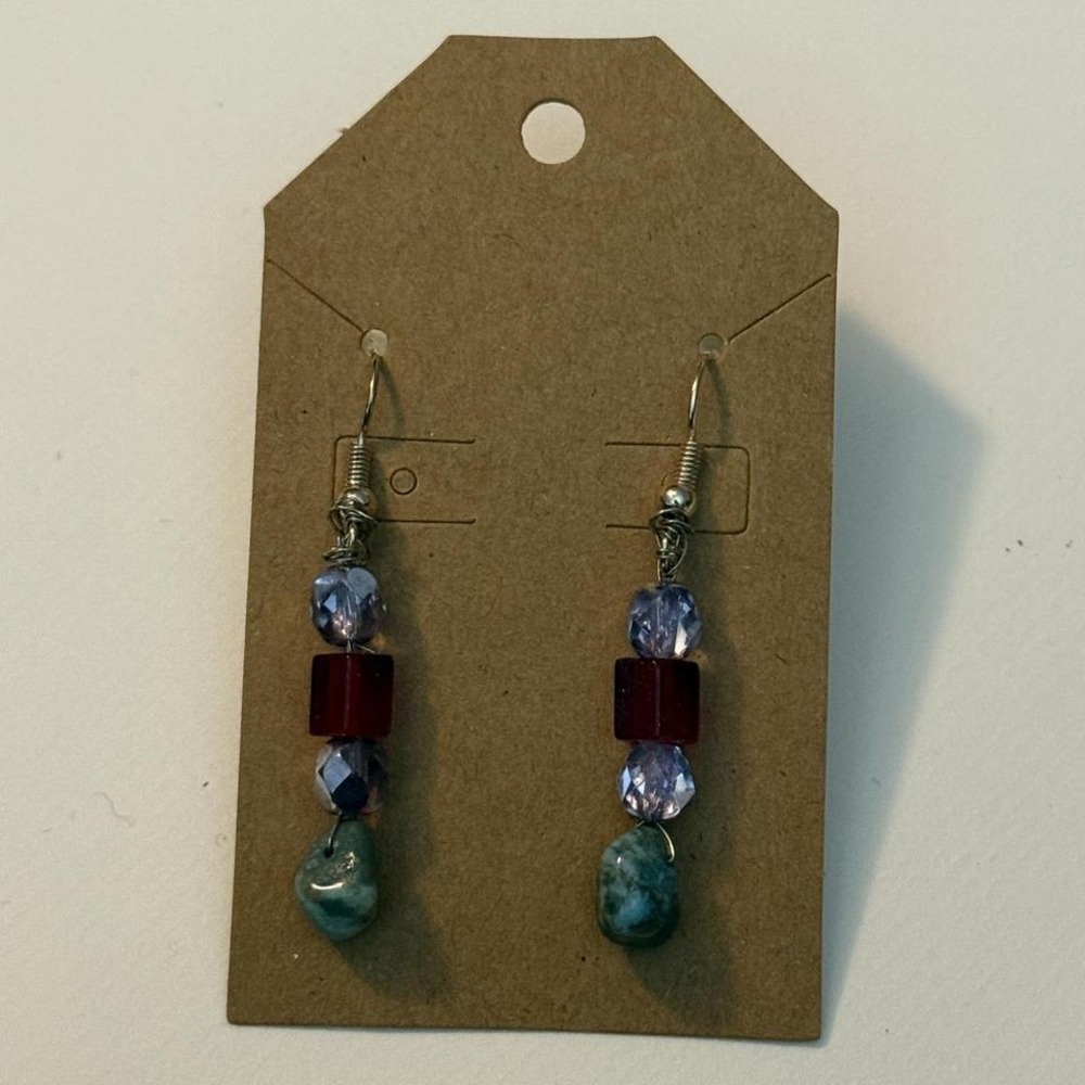 New Boho natural stones handmade beaded pierced‎ earrings